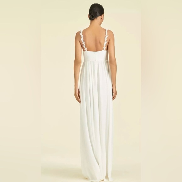 Sachin Babi Sabrina White Drape Chiffon Wedding Bridal Romantic Gown Womens 8 - Picture 4 of 12